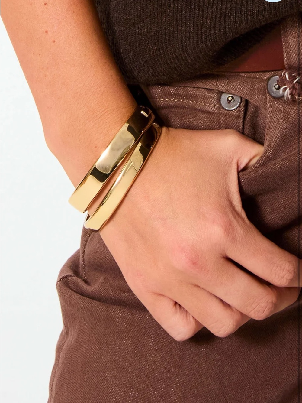 NWOT Roxanne Assoulin Gold Stacked Metal Bracelets duo